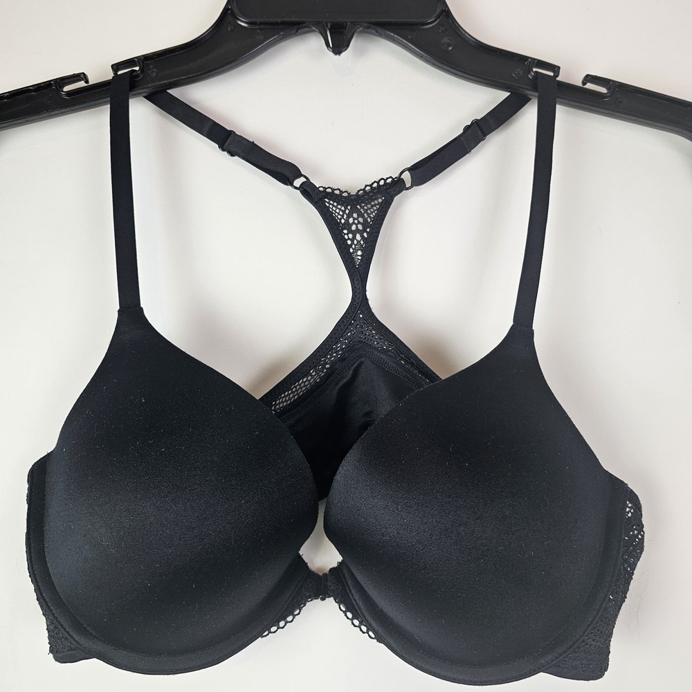 Maidenform Custom Lift Bra 36B Black Front Close Racerback Underwire 09649